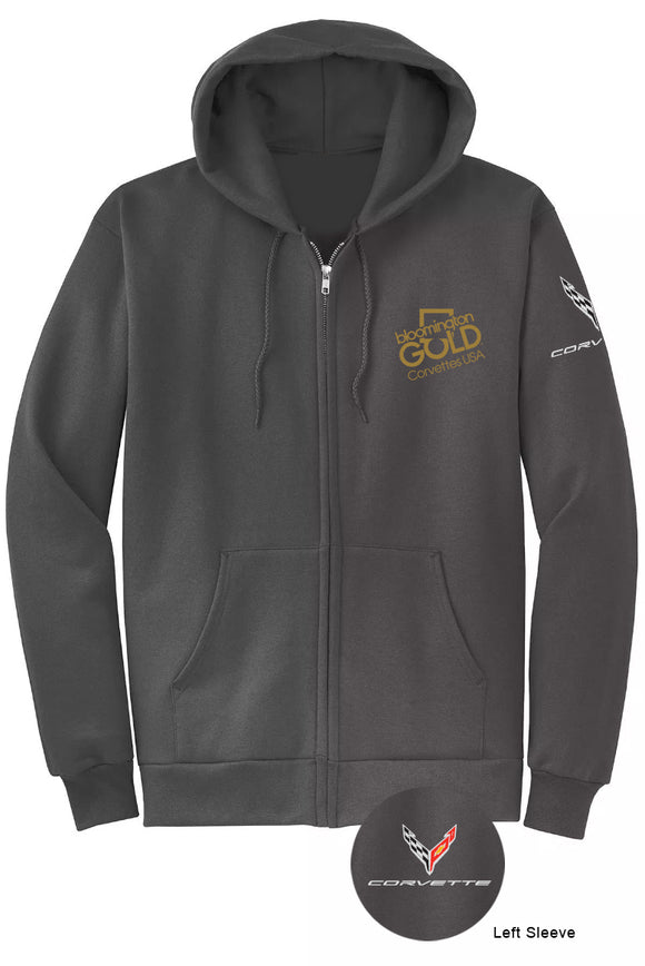 Hoodie -Charcoal  Zip Jacket with C8 Logo